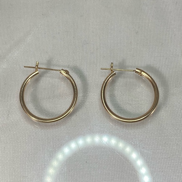 14K YELLOW GOLD classic small hoop earrings REAL GOLD - Picture 4 of 12